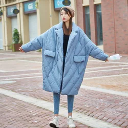 Winter 90 White Duck Down Jacket Women's Long Down Jacket Fashion Suit Collar Warm Windproof Jacket Loose Slim Long Women's Coat