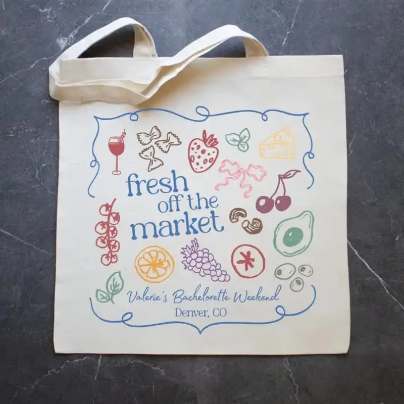 

Custom Bachelorette Tote Fresh Off The MarketBridesmaid Tot Bridal Party Gift Farmers Market Bachelorette Party Gift Girls