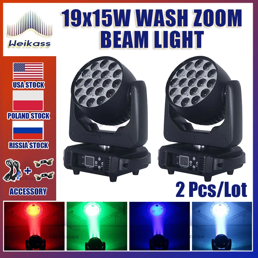 

0 Tax 2Pcs 19x15W NEW Version Of CTO And ECO Function Led Wash Zoom 19x15W Rgbw Moving Head Light Zoom Wash Moving Head Lyre