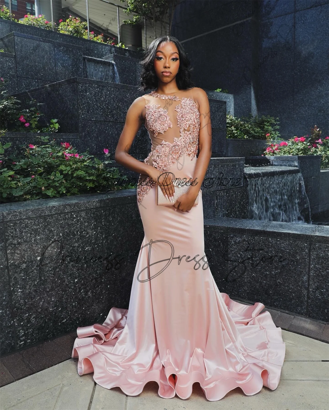 Elegent Diamonds Long Prom Dress 2025 For Black Girls Beads Crystals Birthday Party Wedding Reception Customized Evening Dress