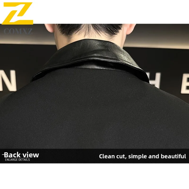 COMXZ Mens 2025 Large Size Fall Pure Color Turn down Collar Loose Fit Casual Jacket for Outdoor Outfit lightweight windbreaker