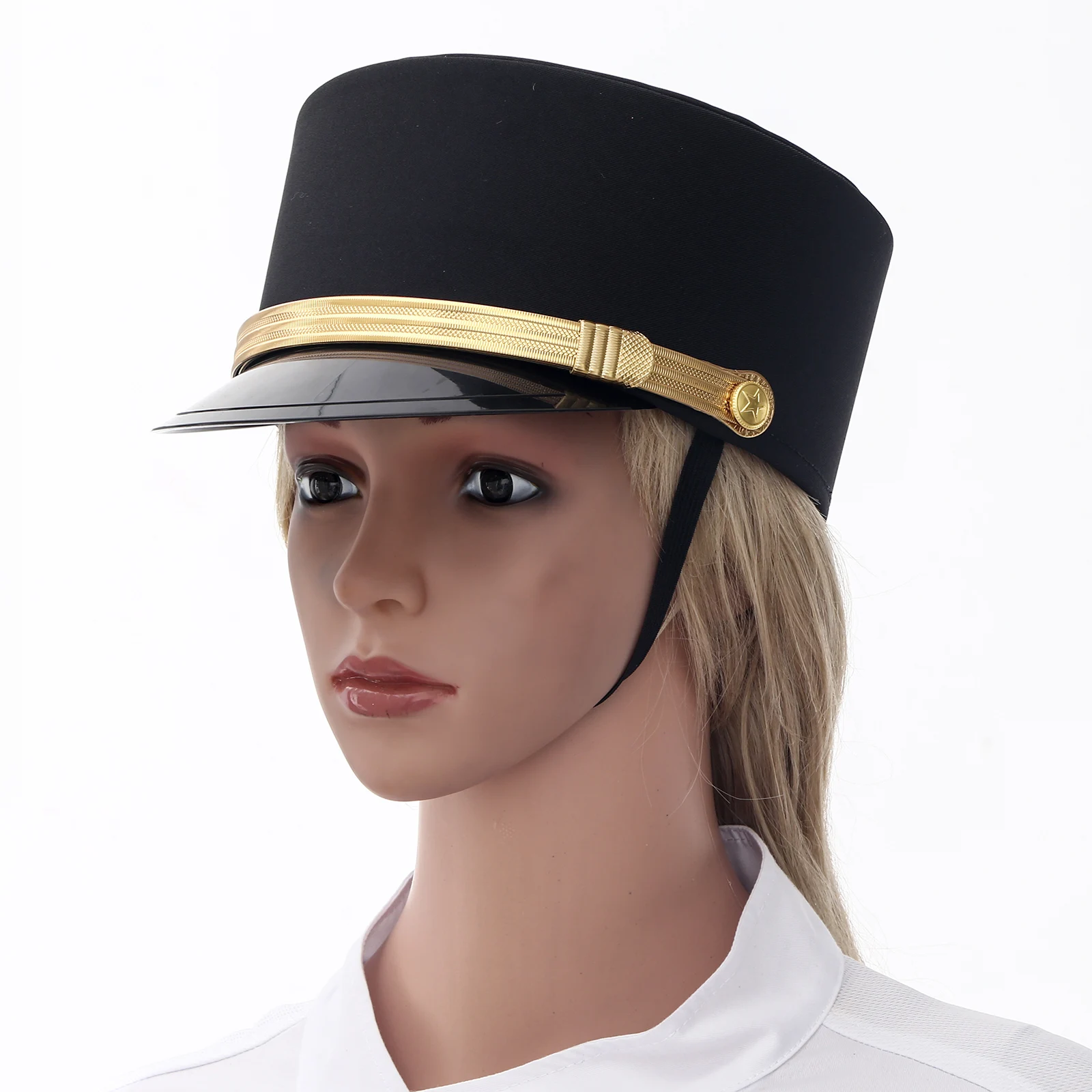 Luxury Hat Women Men Military Caps Anime Cosplay Top Hat Flat Female Autumn Hotel Waiter Hat Captain Caps for Stage Performance