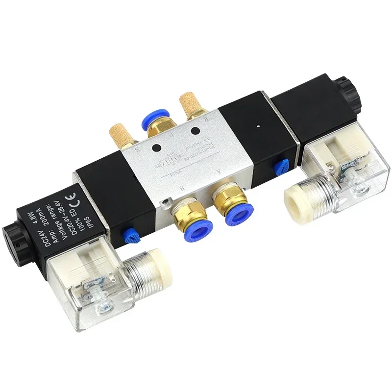 High Quality Solenoid Valve 220V Pneumatic 4V220-08 Air 5 way 2 Position 1/4" Coil Alloy Internal DC 12V  DC 24V AC110V