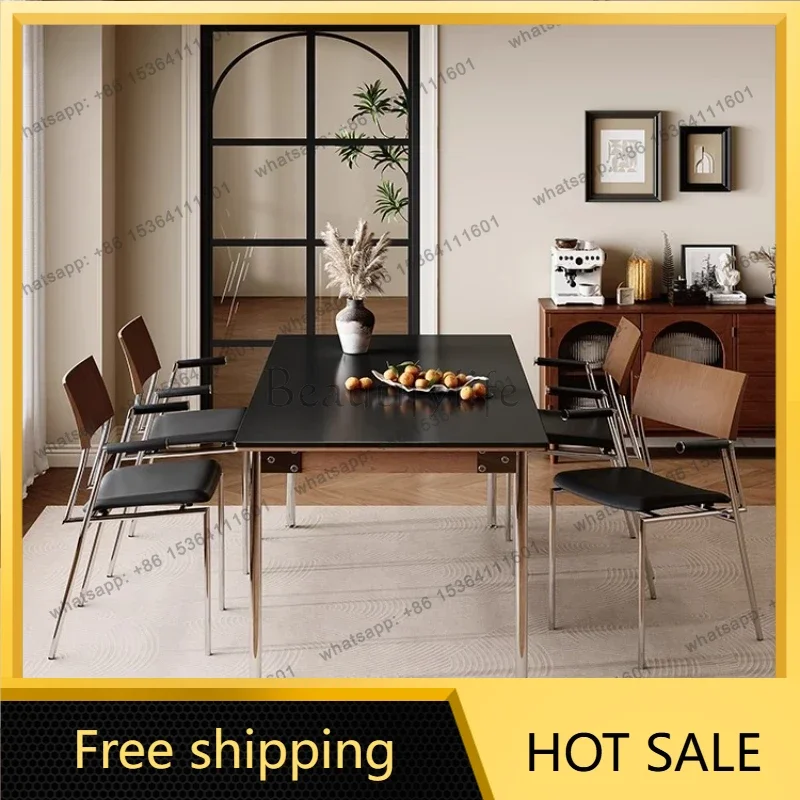 LJY French Retro Dining Table Romantic Rectangular Solid Wood Modern Dining Table Hallway Comfortable Design Muebles Home Furnit