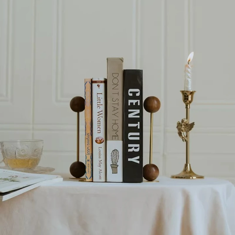 Vintage Industrial Metal Bookends Creative Geometric Desktop Book Holder Space-Saving Shelf Organizer Office Anti-Slip Bookstop