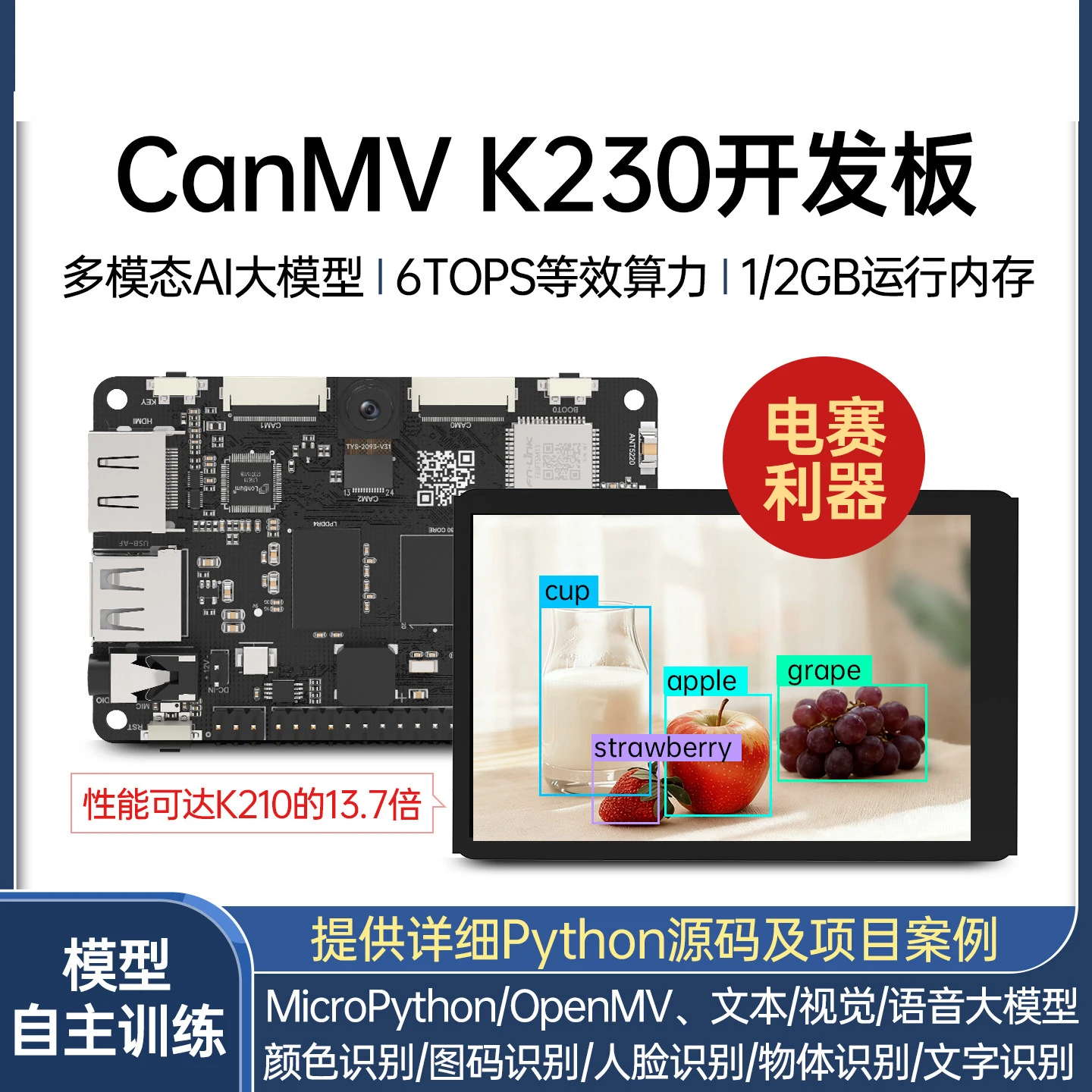 Cámara con Placa de Desarrollo de IA CanMV K230 con Potencia de Computación Equivalente a 6T, Módulo de Visión para Modelos Grandes, Sensor K210