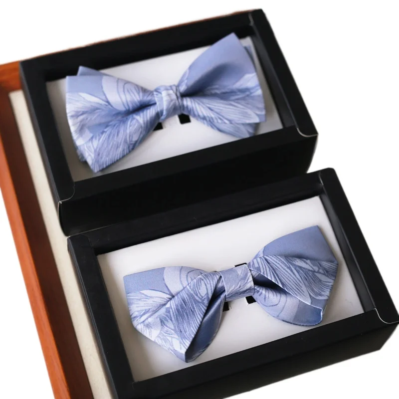 high quality blue wedding gift box chest towel suit groom best man bow tie