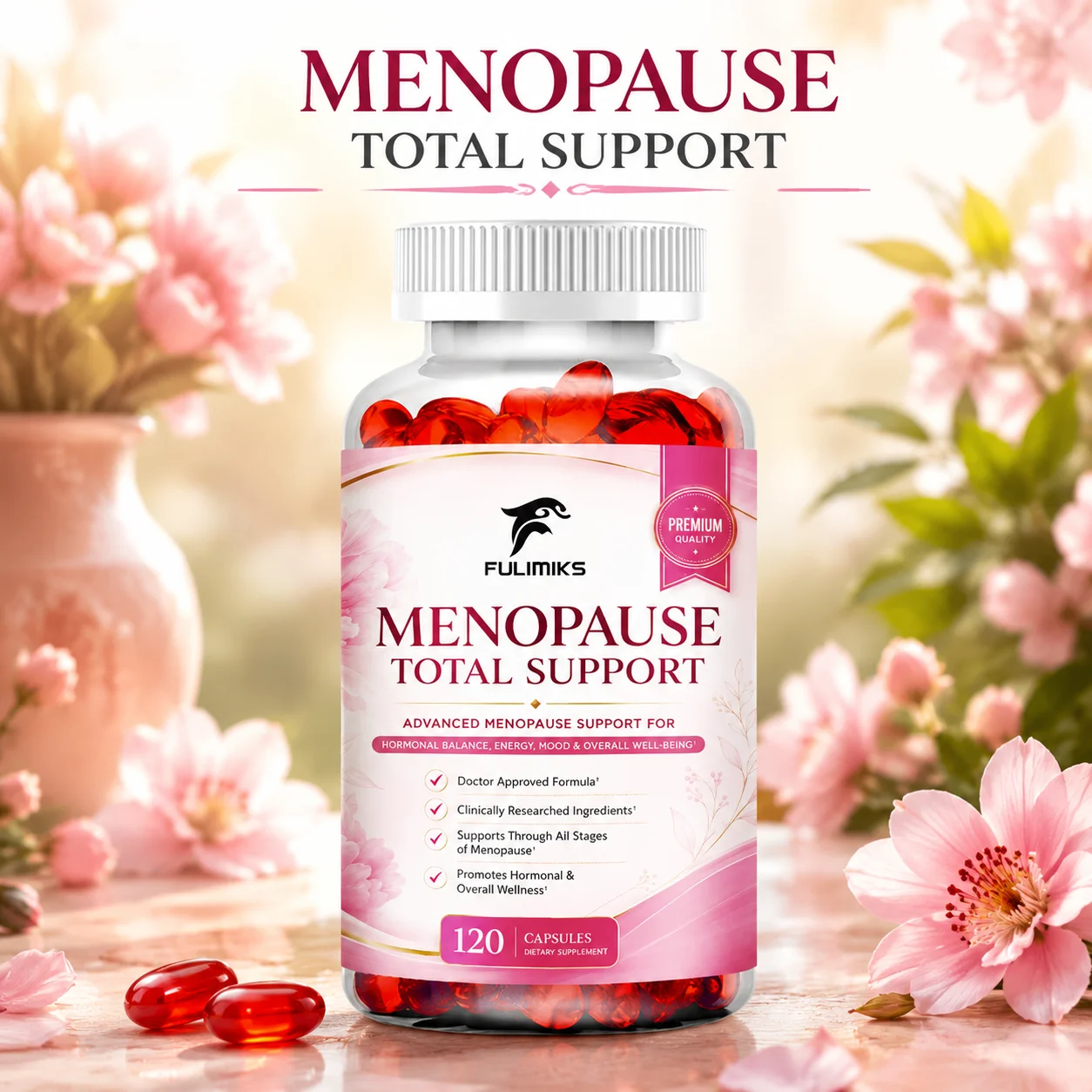 Women Menopause Hormone Supplement, Support Energy Nourish Skin Beauty, Emotional Fluctuation & Maintain Long-Term Female Health