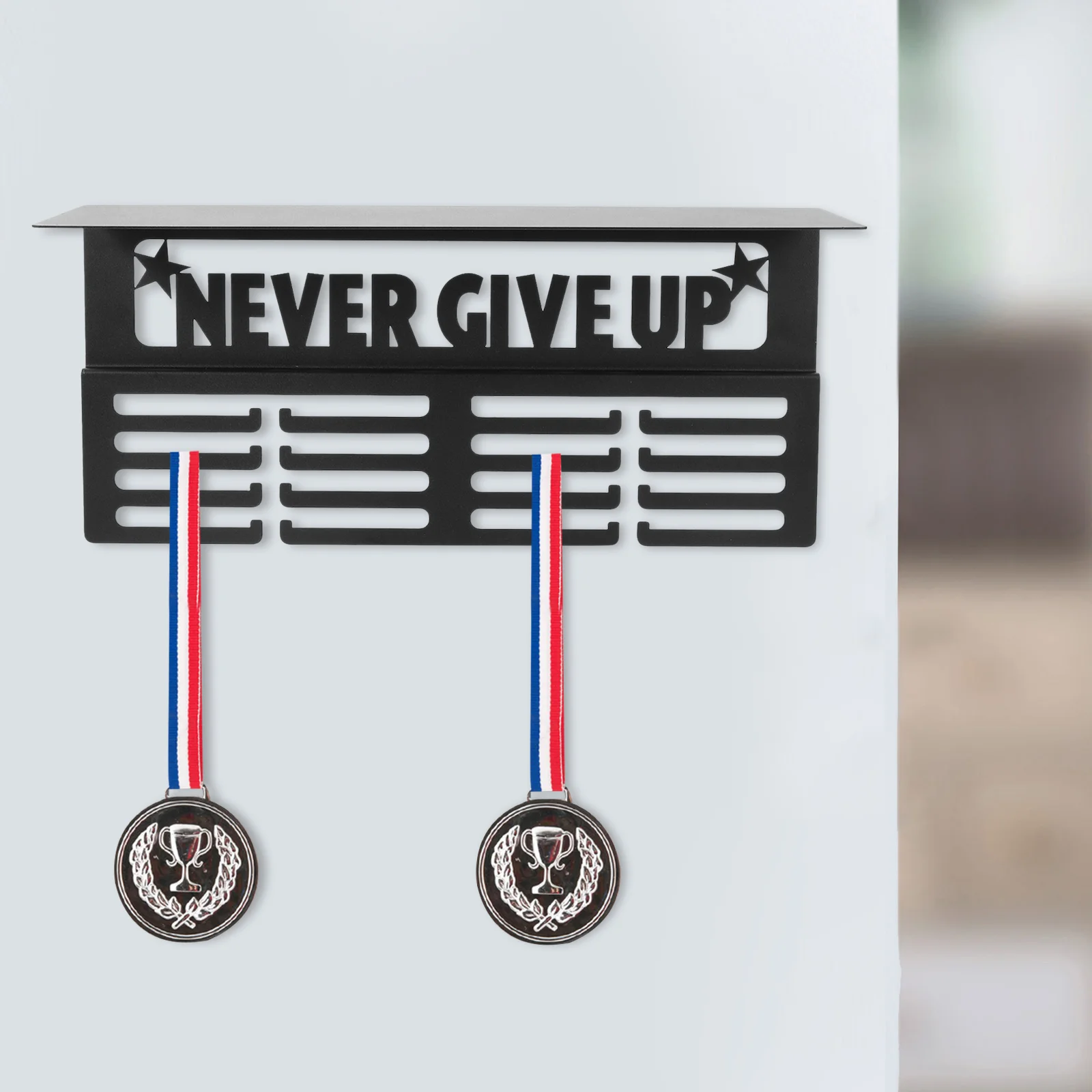 Soporte de exhibición de medallas, colgador deportivo, estante para trofeo de fútbol con ganchos para soporte de pared, montado en la pared