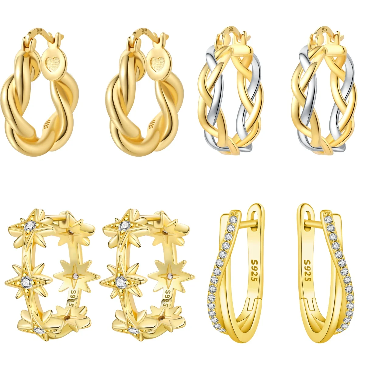 MISEFF S925 Sterling Silver Texture Hemp Rope Earring, Blue Bubble Droplet Earring 18K Gold-Plated Original Fine Jewelry
