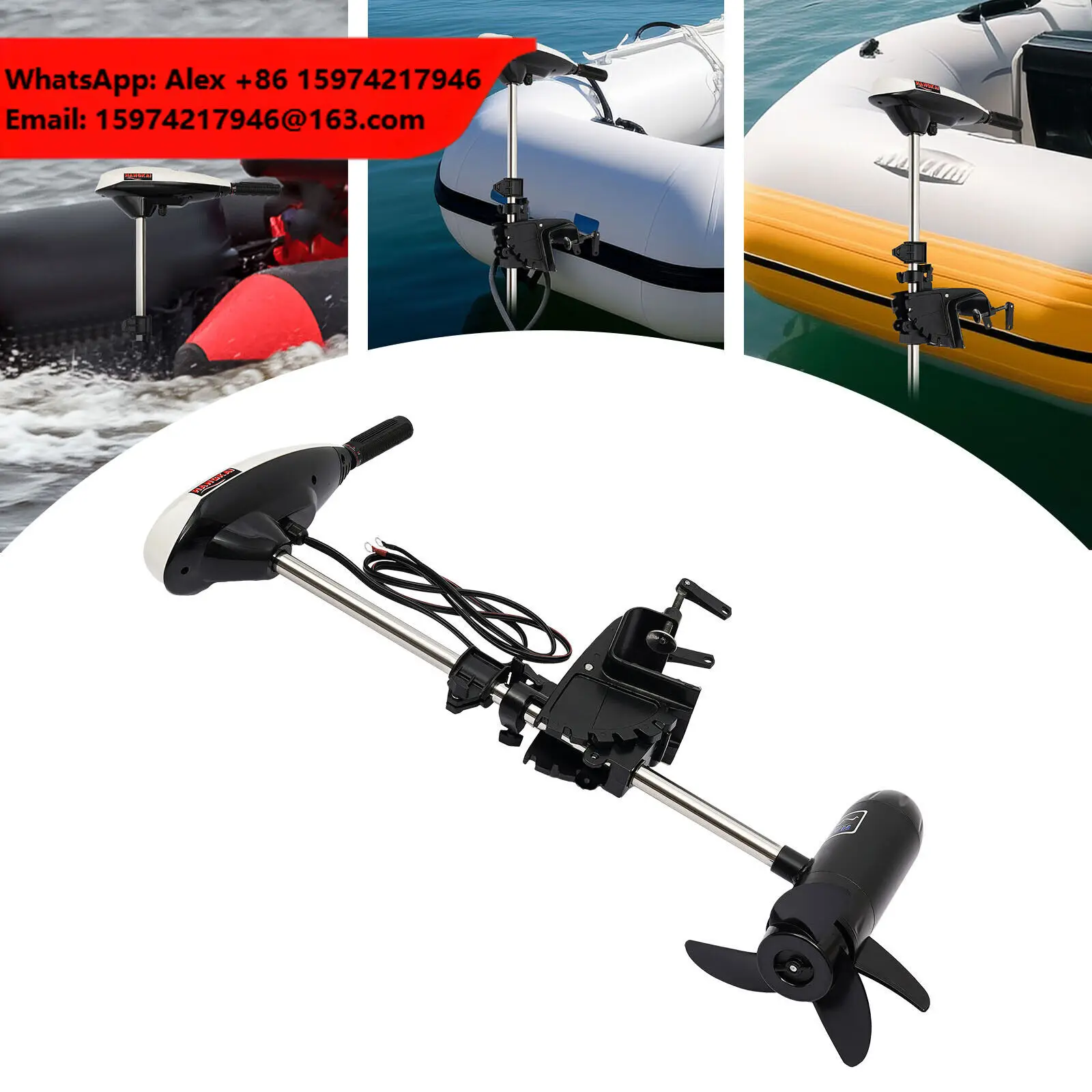 12V 65LBS Electric Outboard Motor Propeller Boat Trolling Boat Engine 660w For Fishing Boat Kayak Inflatable Brush Motor Hangkai