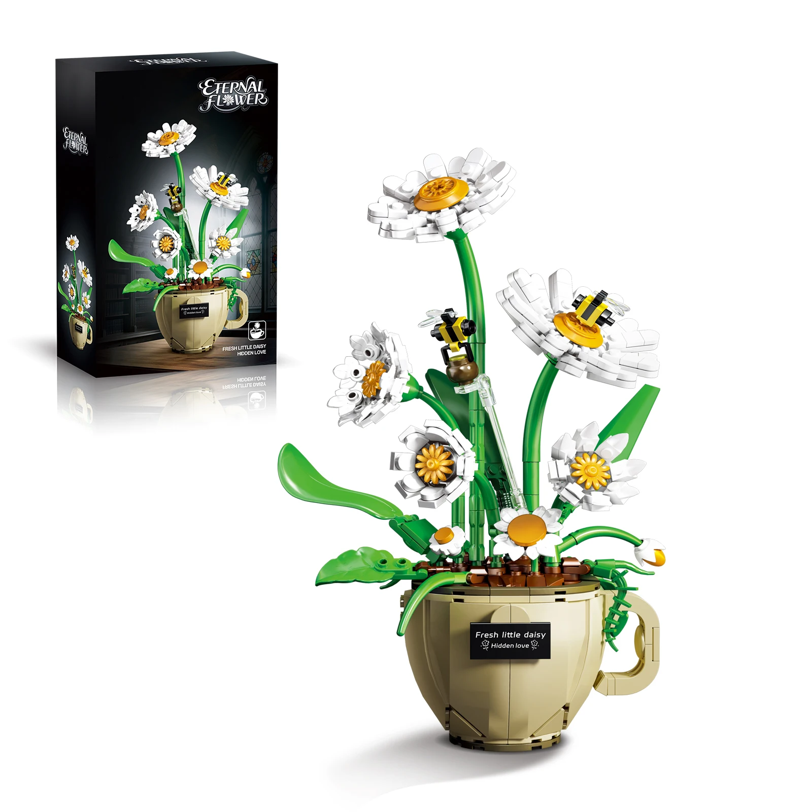 496 PCS Crisantemo in vaso Modello di assemblaggio Puzzle Giocattolo Blocchi di costruzione Decorazioni per la casa Festa della mamma Regalo di San Valentino per le ragazze