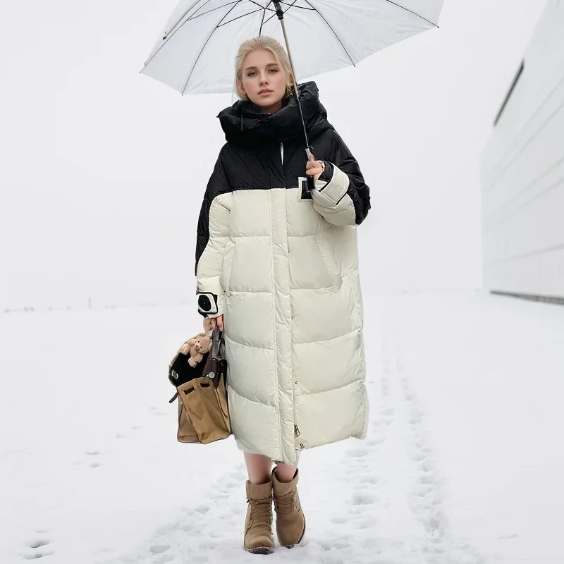 

Зимняя женская парка 202, длинное пальто, женская контрастная утепленная хлопковая куртка с капюшоном, женская зимняя верхняя одежда, демисезонные куртки