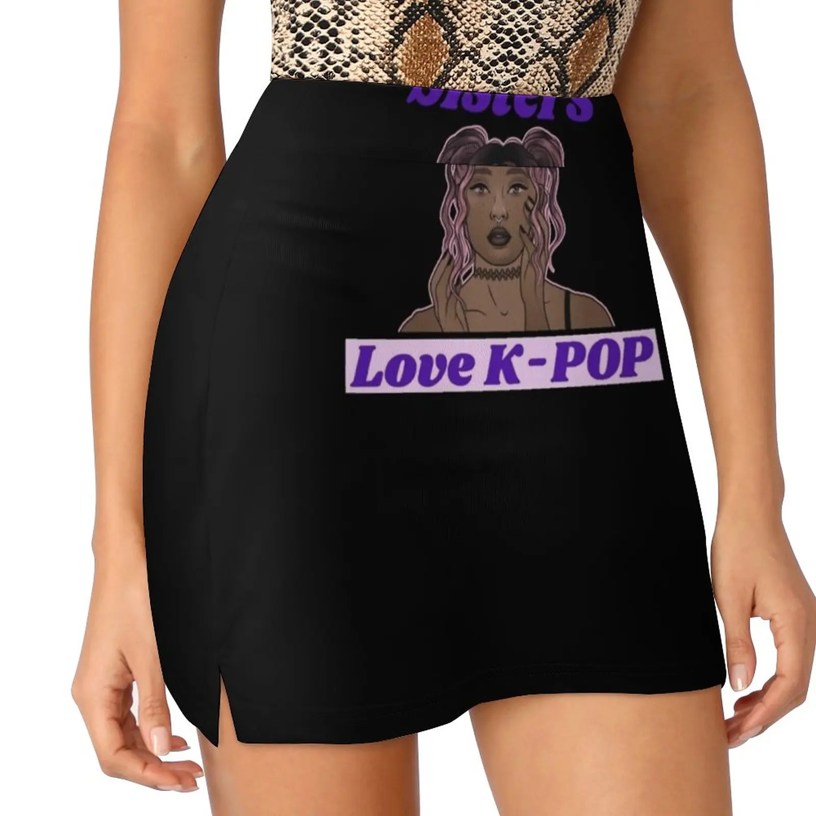 Sisters Love K-Pop-# Stop Asian Hate Korean Fashion Skirt Summer Skirts For Women Light Proof Trouser Skirt Black Women Girls