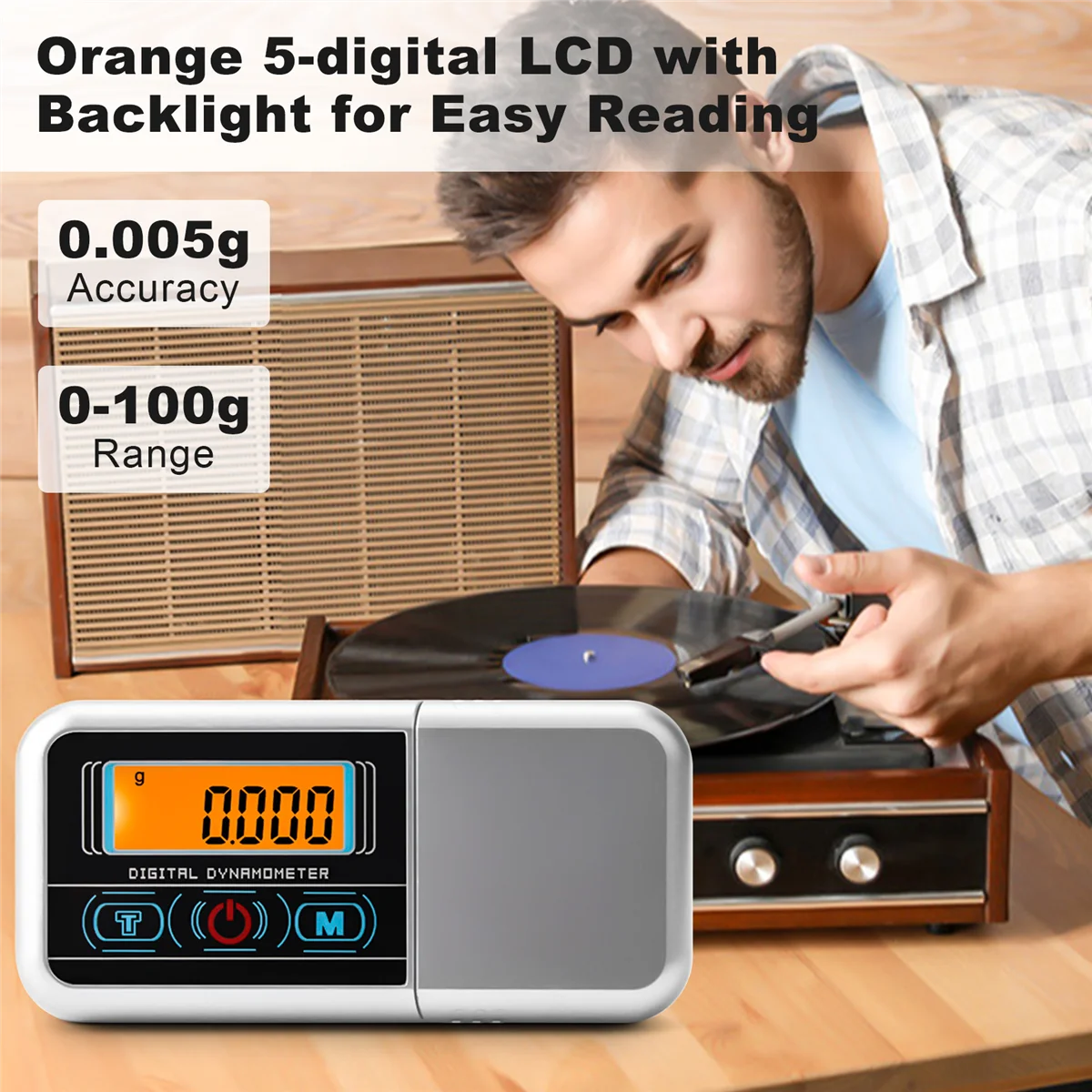 Mini Jewelry Scale 100Gx0.005G Precise Turntable Stylus Force Digital Dynamometer Tracking Gauge for Vinyl Record Needle