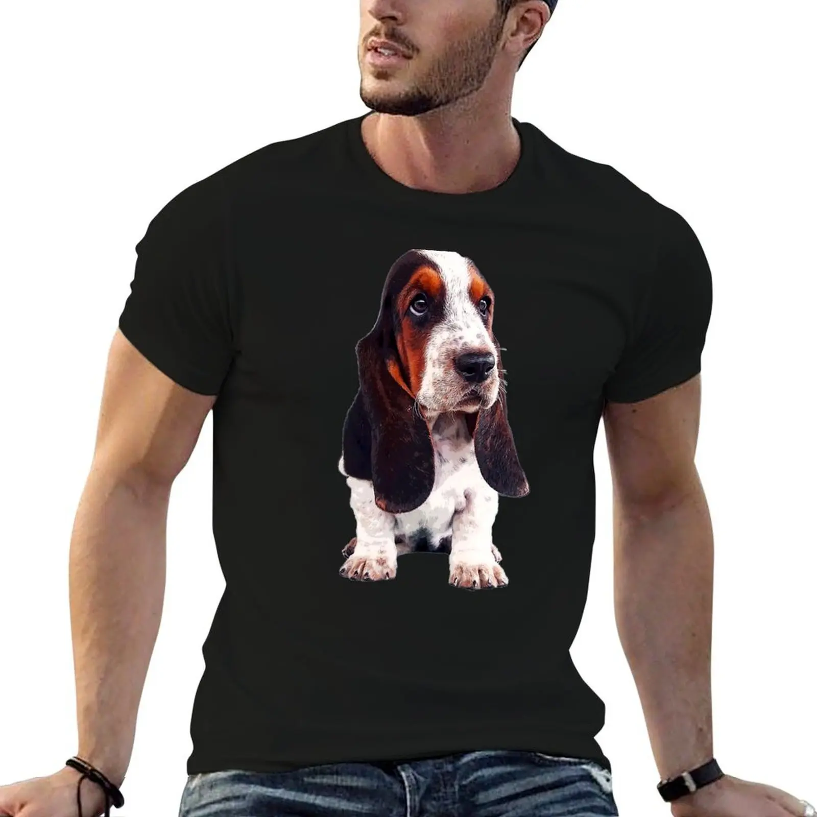 Basset Hound Cute Puppy Dog T-Shirt cotton t shirt man man t shirt luxury man t shirts cotton T-Shirt