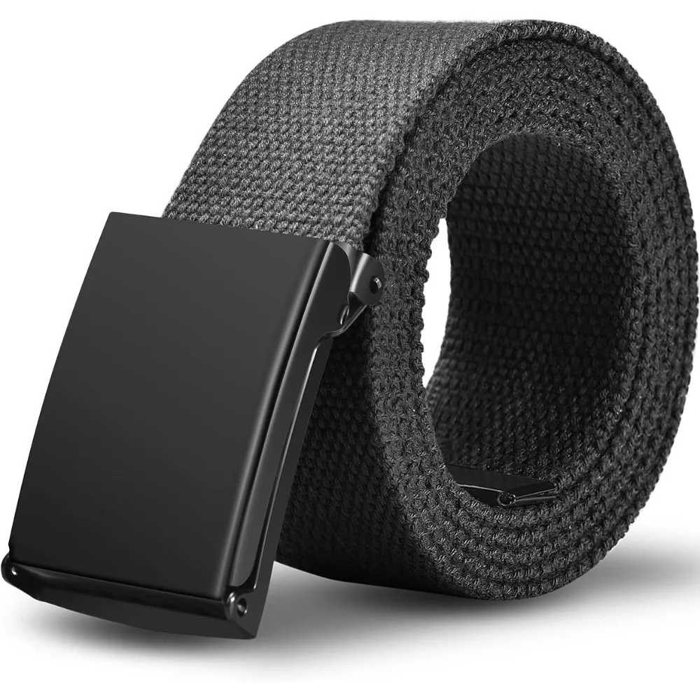 

Mens Belt,Work Belts for Men,Mens Holeless Adjustable Canvas Web Cloth Fabric Belts,Black Casual Dress Business Belt