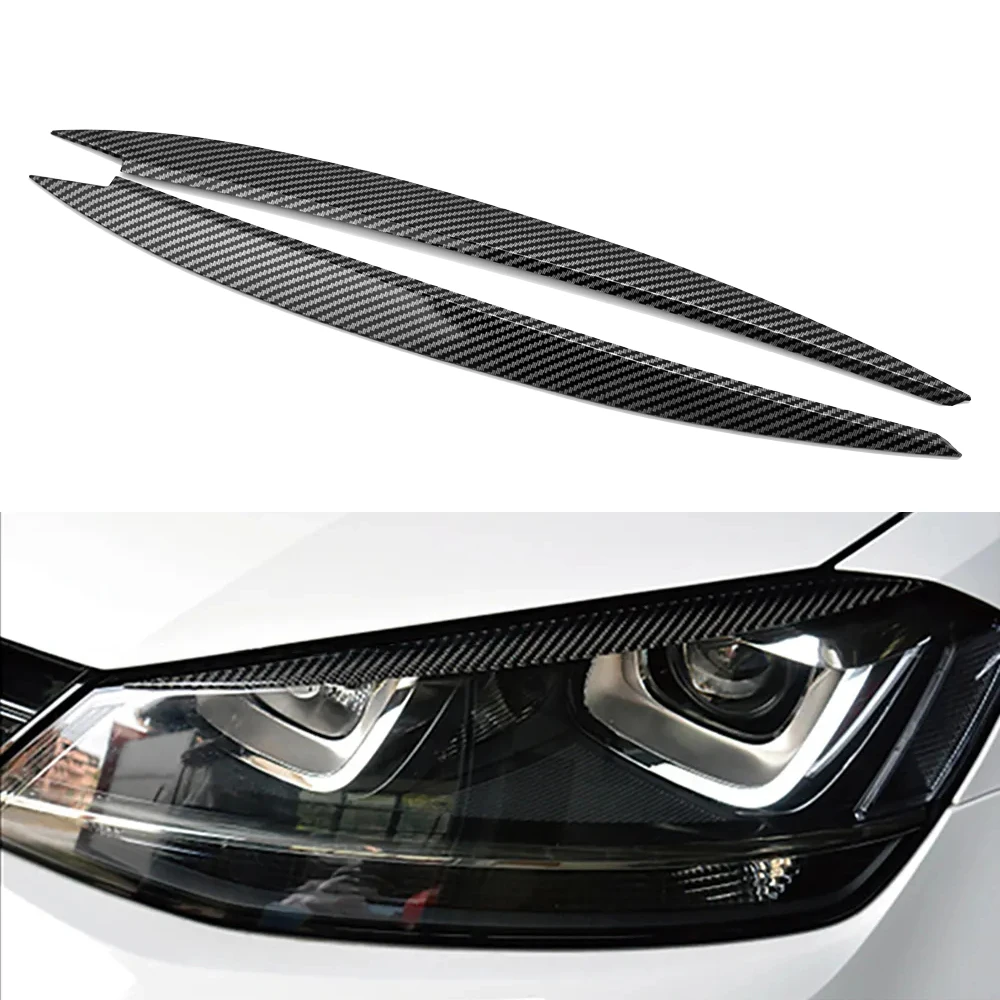 Car Headlight Eyebrow Eyelid Cover Trim ABS Carbon Fiber Eye-catching For VW Golf 7 VII GTI GTD R MK7 2013-2017