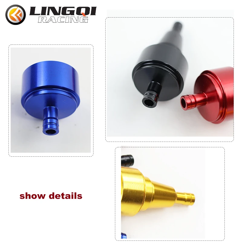 LINGQI Pit Dirt Bike Oil Filter Motorcycle Fuel Petrol Gasolines Filter Aluminum Alloy Universal for Most Off-Road Motocross