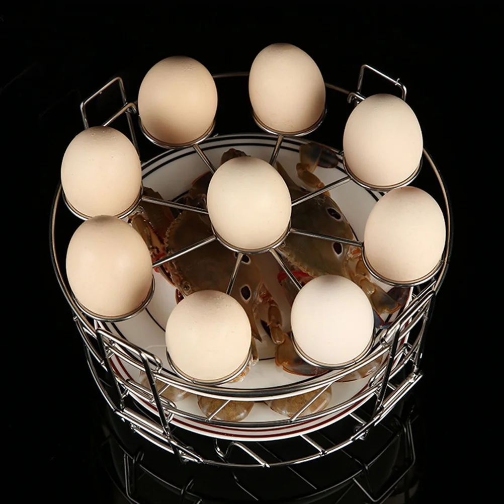 

1Pcs Stainless Steel Steaming Rack Egg Cooker Rack Kitchen Gadget Portable Handle for Home Egg Steamer