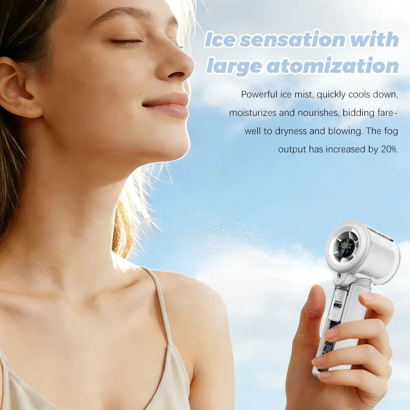 

Portable Handheld Mini Fan 100-Speed Strong Wind 3000mAh Rechargeable With AI Timing & Hydrating Mist For Outdoor Daily Use