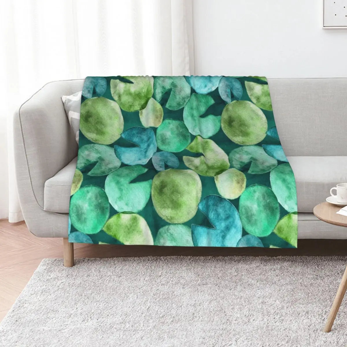 Watercolor Lily Pads Throw Blanket Thermals For Travel Beach Summer Beddings decorative Cute Decorative Beds Blankets