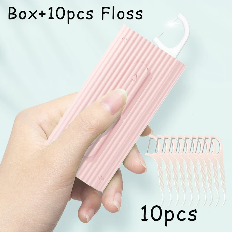 1 Set Plastic Automatic Portable Teeth Flosser Storage Box Floss Pick Dispenser Convenient Practical Great For Traveling Camping