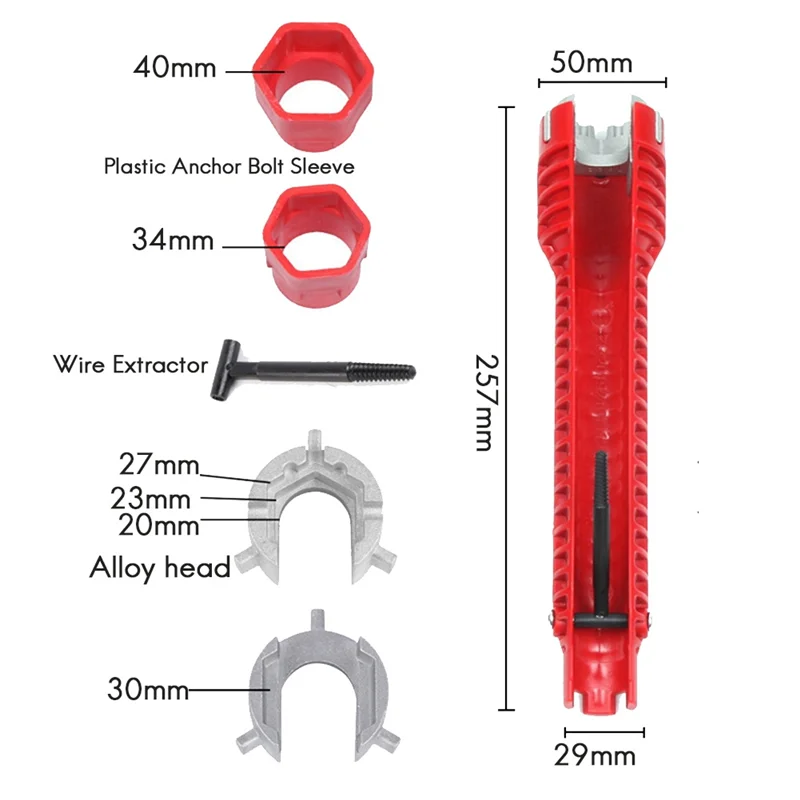 Восемь в одном, многофункциональный санитарный смеситель, гаечный ключ для раковины, нагревательный домашний водонагреватель, винтовое снятие, аппаратный инструмент