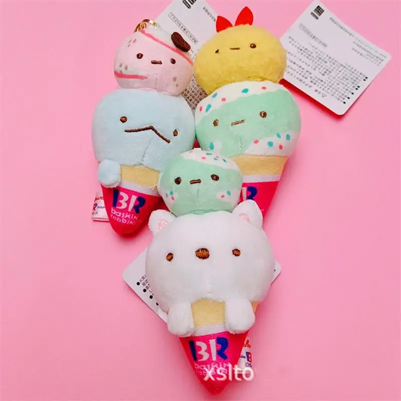 Kawaii Sumikkogurashi Ebifurai Shirokuma Ice Cream Plush Pendant Doll Cute Backpack Pendant Cartoon Doll Keychain Toy Gift