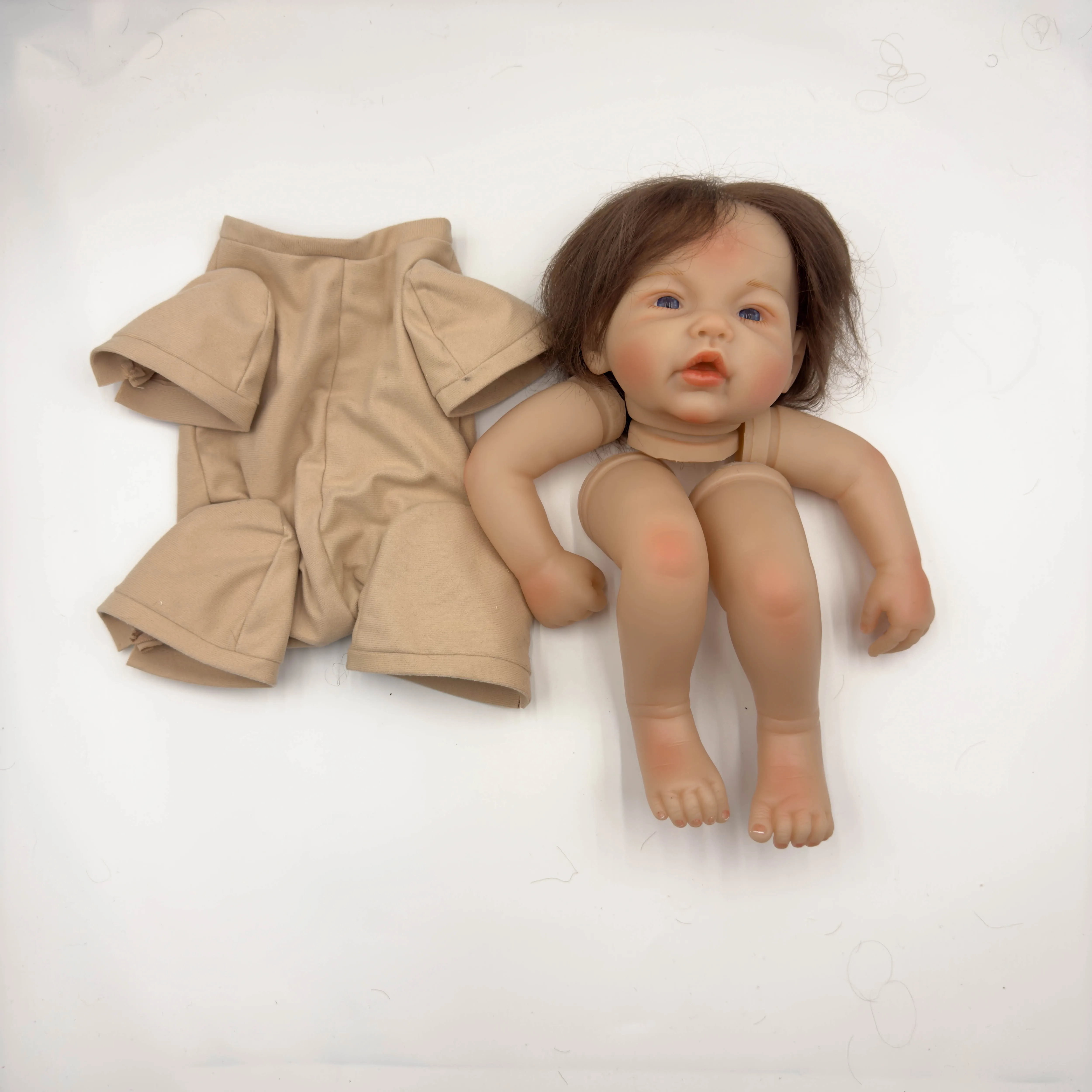 19 inch pasgeboren reborn pop kit meerdere lagen schilderen 3D huid levensechte ongemonteerde DIY pop onderdelen met handwortel-haar