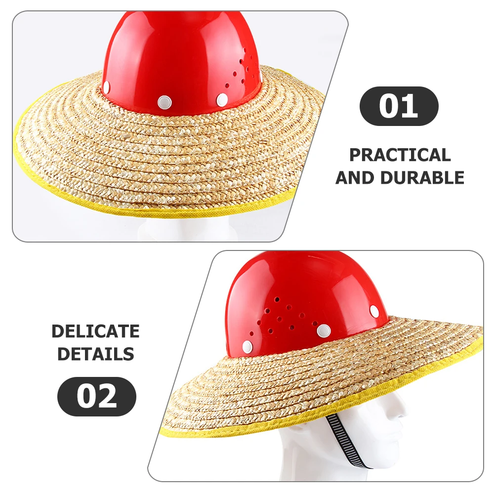 

2pcs Hard Hat Sun Straw Visor Wheat Brim Construction Worker Gardening Outdoor Lightweight Durable Accessory Replacement
