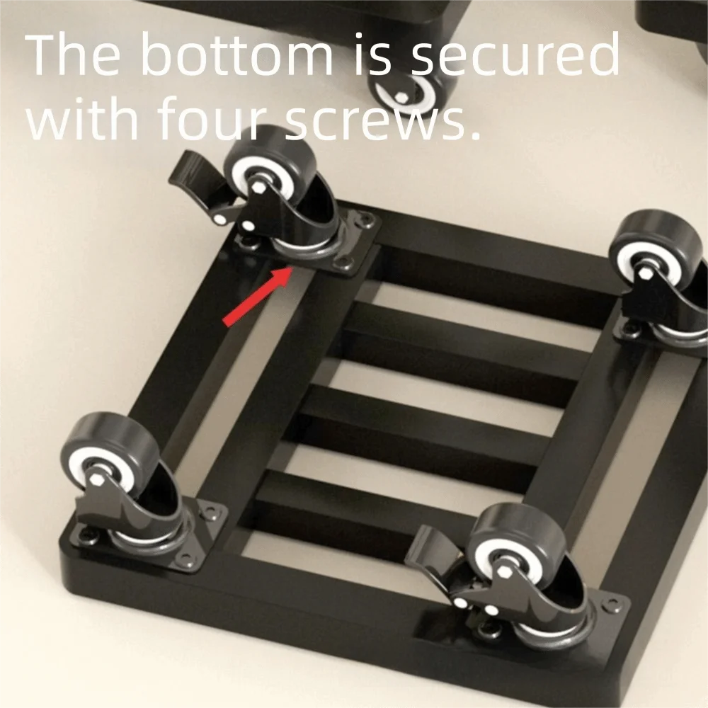 Heavy Duty Movable Plant Pot Base Square Shape Flexible Wheels Universal Moving Dolly Strong Load-Bearing Anti-Slip Design