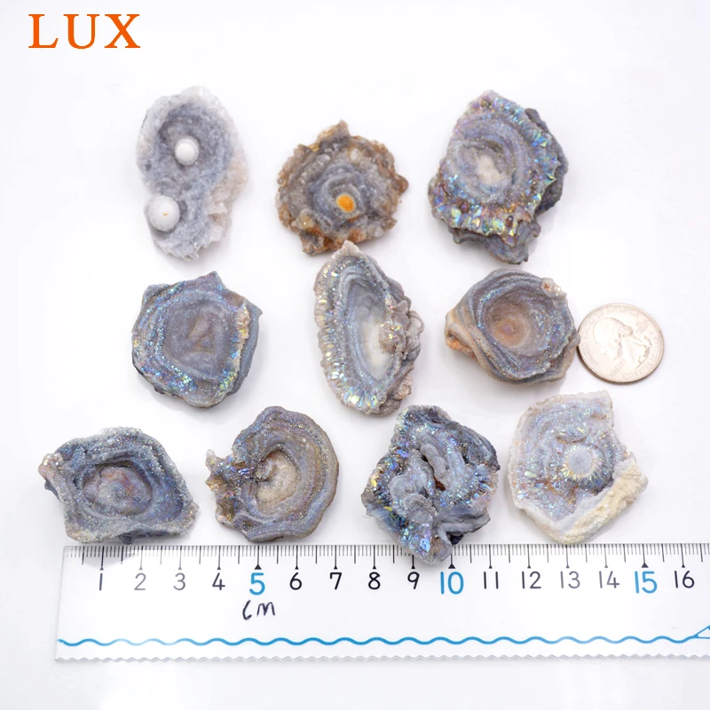 Galaxy Druzy Stone Titanium Chalcedony Druzy Slab 25-30mm Amazing Free Form Sun Agates Drusy X090