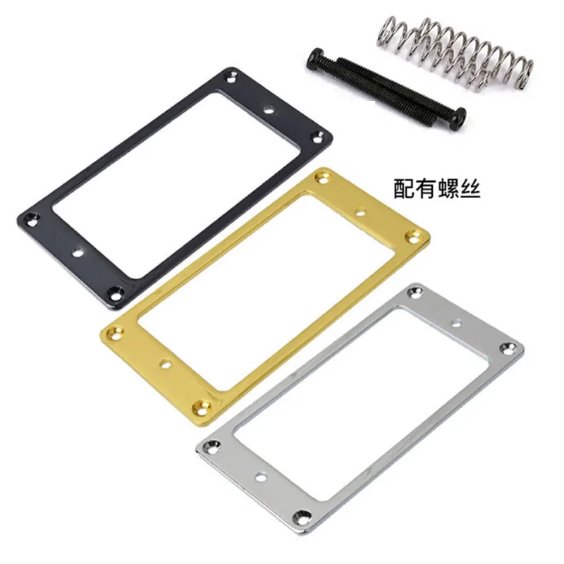 

1 Set Full-size Flat Metal Humbucker Pickup Mounting Rings Bridge Neck Pickups Cover Frame Replacement for Electric Guitars