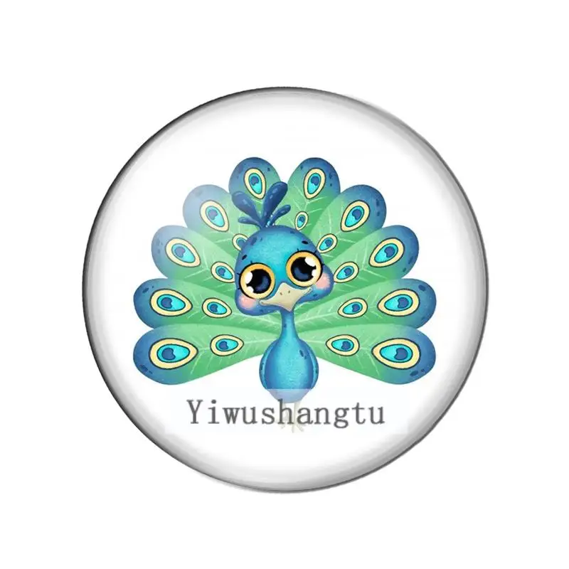 Cartoon animal big eyes bird tortoise dinosaur baby10mm/12mm/20mm/25mm Round photo glass cabochon demo flat back Making findings