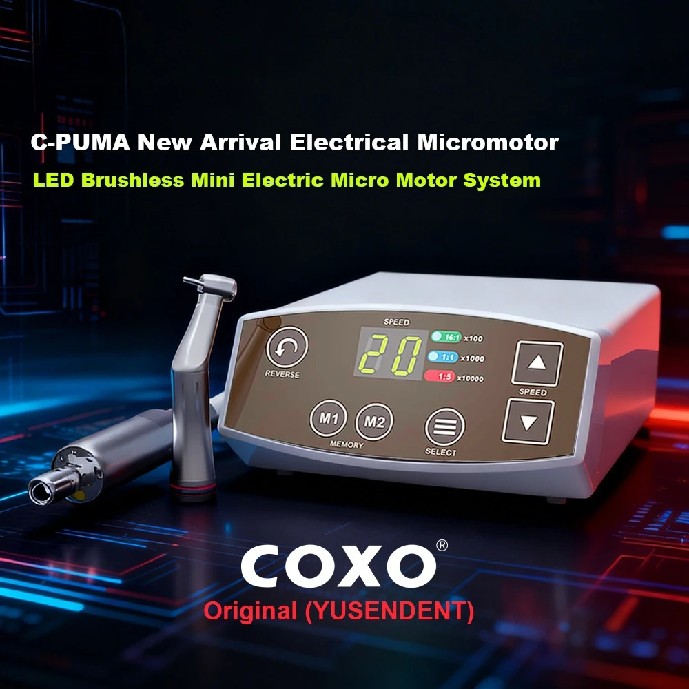 COXO New Powerful LED Brushless Dental Mini Electric Micro Motor System E-Type Connection Fiber Optic Low Speed Handpiece Tools