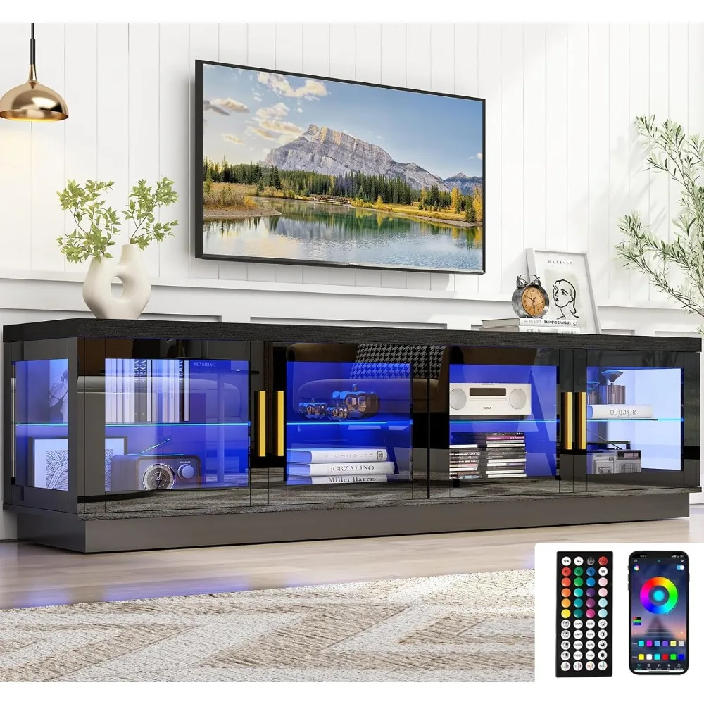 

High Glossy Modern TV Stand with Storage Cabinet,Easy to assemble TV Console Suitable for bedrooms and living rooms