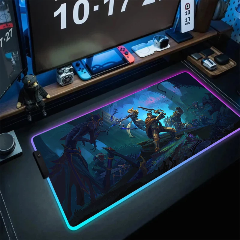 LED Light Desk Mat Xxl Computer Mousepad W-world of Warcraft 80x30 Backlight Keyboard Accessories Cool Gaming RGB Mouse Pad Pc