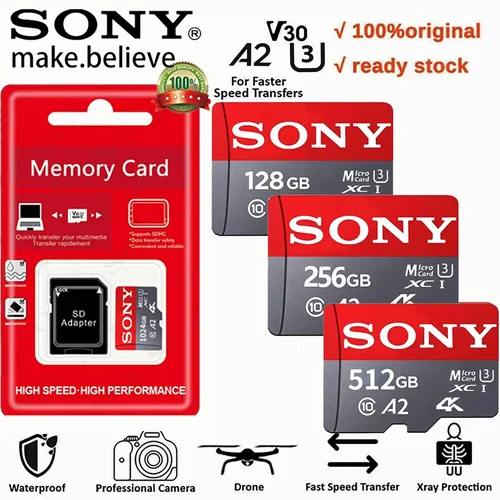 Tarjeta de memoria Sony Micro Sd, 512GB, 256GB, tarjeta de memoria Micro SD/TF Flash de alta velocidad, 1TB, 128GB, 64GB, Clase 10, 4k para pc y teléfono