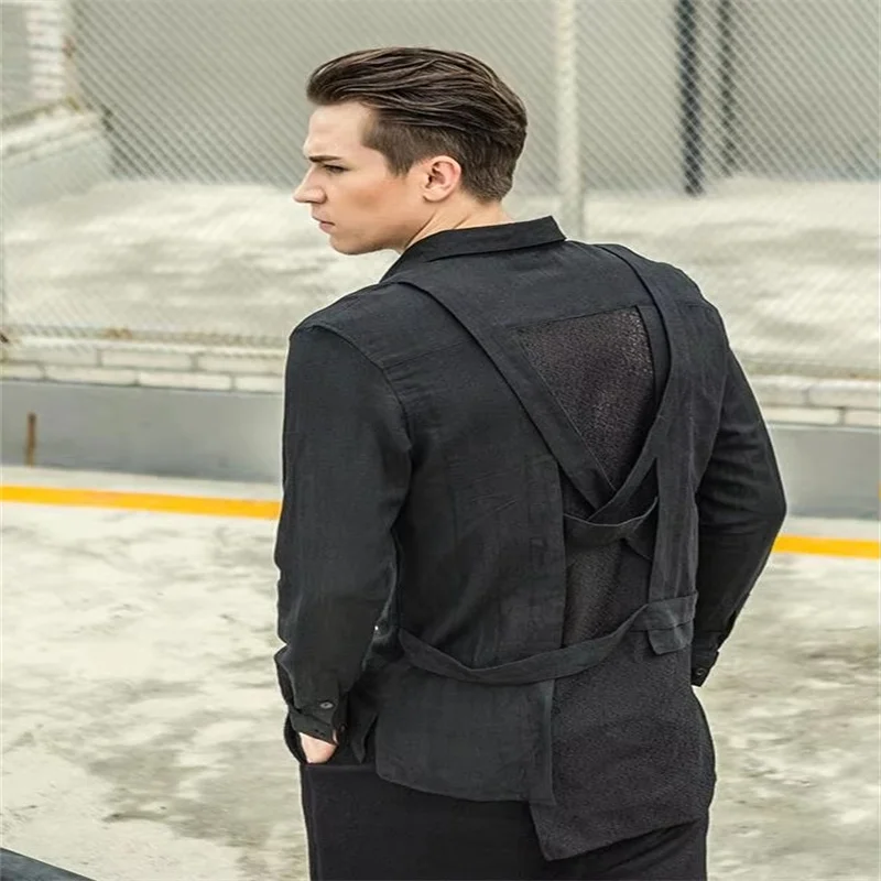 Summer chiffon long-sleeved shirts for men, high-quality custom-sized men\'s shirts, stage costumes