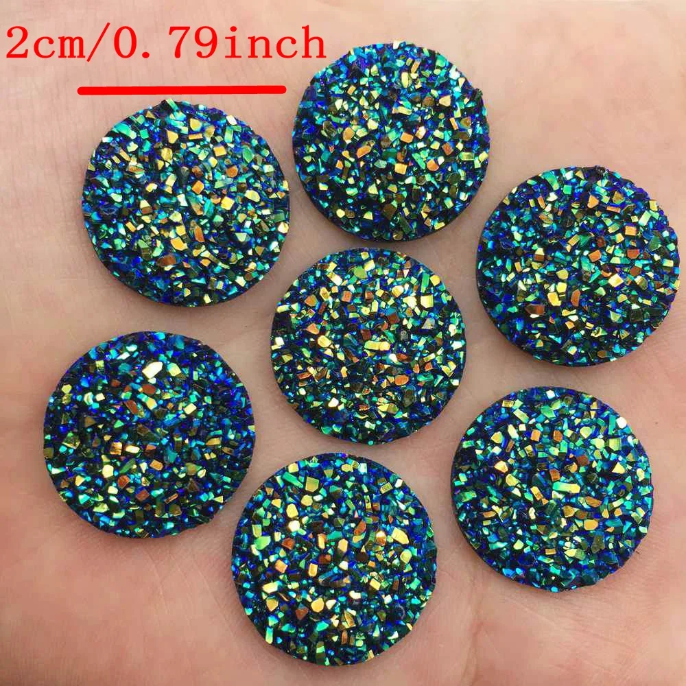 20pcs AB Resin 20mm Bling Ore Round Crystal Gem Buttons Flatback Rhinestone Ornaments DIY Wedding Appliques Craft G57*2