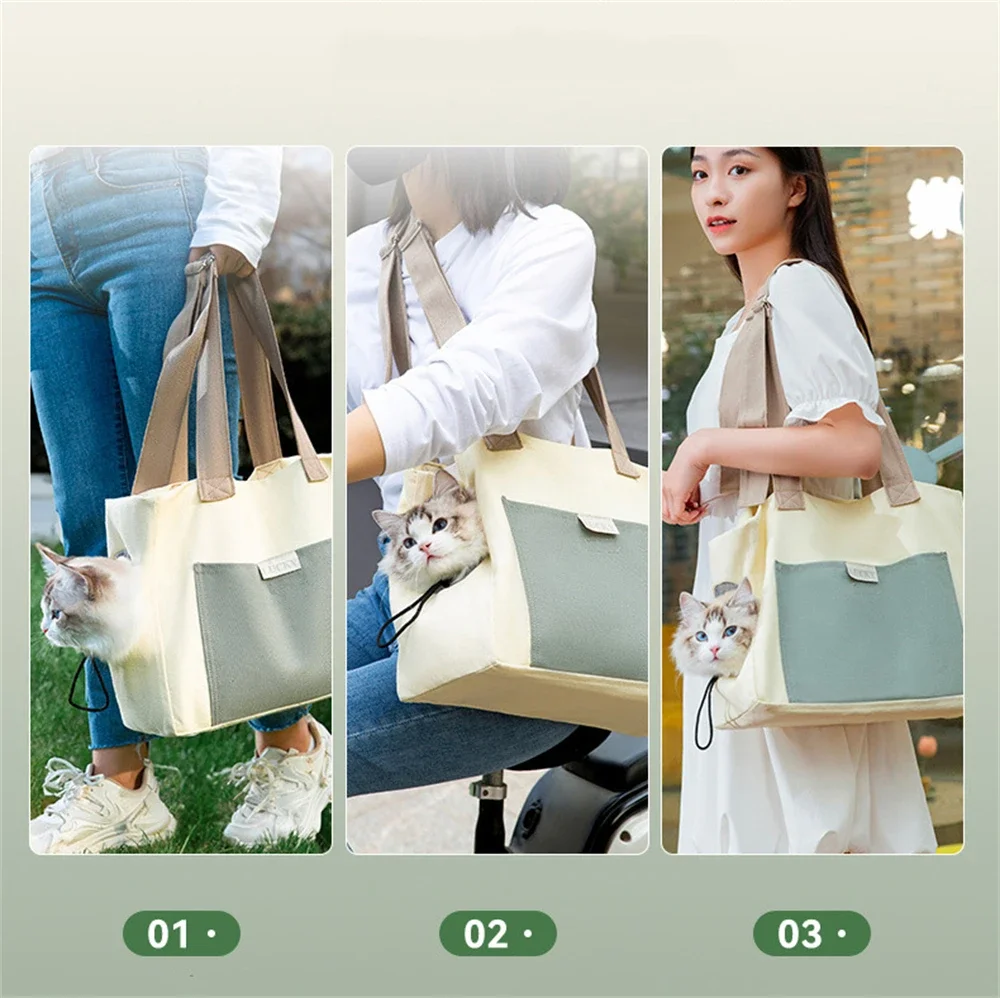 Portable Outing Pet Cat Bag Backpack Single Shoulder Warm Canvas Bag Pet Going Out Handbag Small Dog Slings Crossbody Bag Gifts