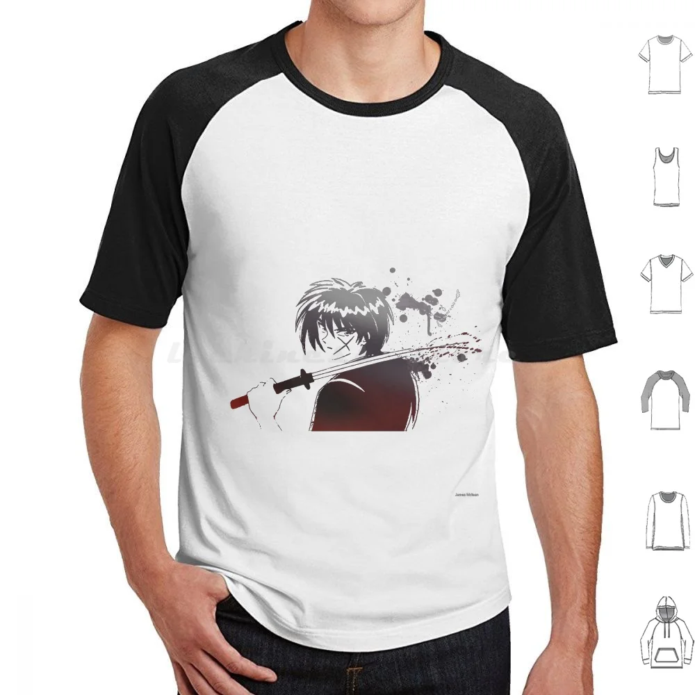 Himura Kenshin T Shirt Men Women Kids 6xl Kenshin Wanderer Rurouni Sword Anime Blood Graphic