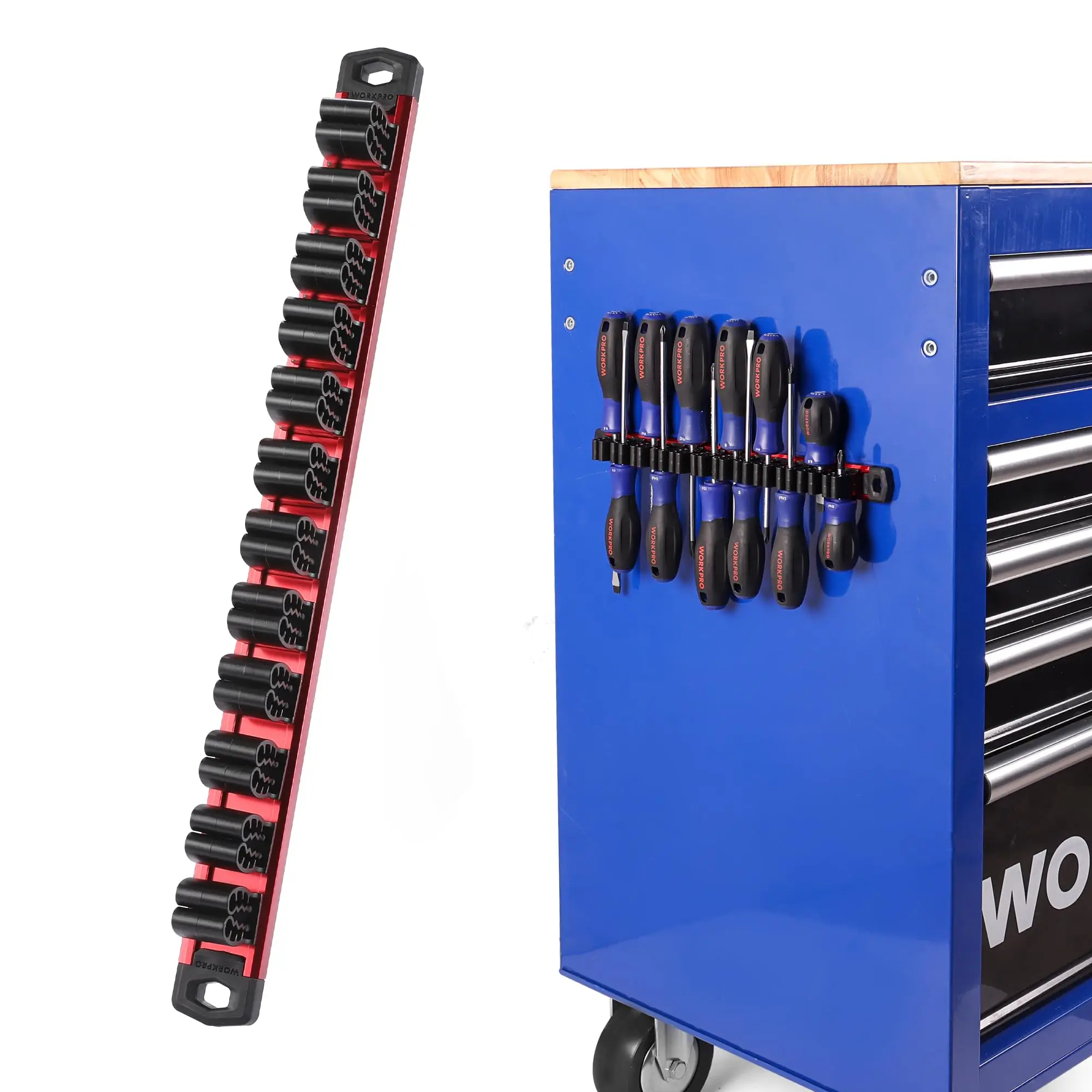 Magnetic Screwdriver Organizer and Wrench Organizer, Aluminum Rail Magnetic Tool Organizer, Tool Holder, Toolbox Organization, 1