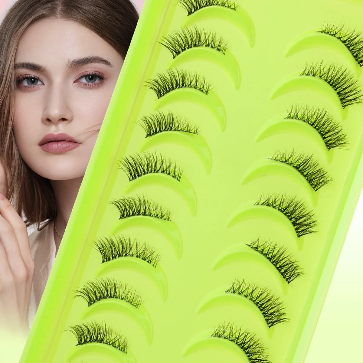 YSDO 10 أزواج نصف جلدة طبيعية طويلة فو ثلاثية الأبعاد رموش بالمنك Wispy رقيق القط الرموش الصناعية ماكياج رمش تمديد أدوات