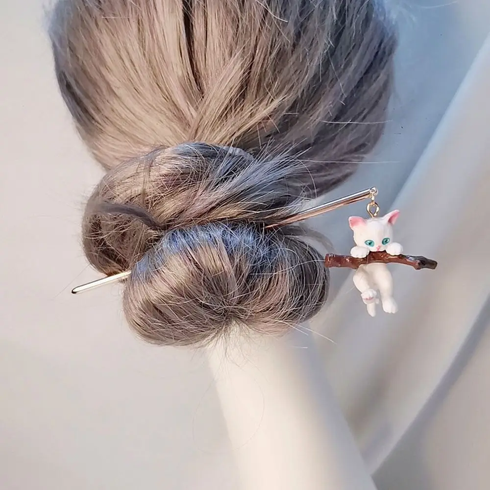 Pêlos de animais para mulheres, Ornamentos doces e bonitos, Hairpin de gato nupcial, garfo borla, estilo coreano