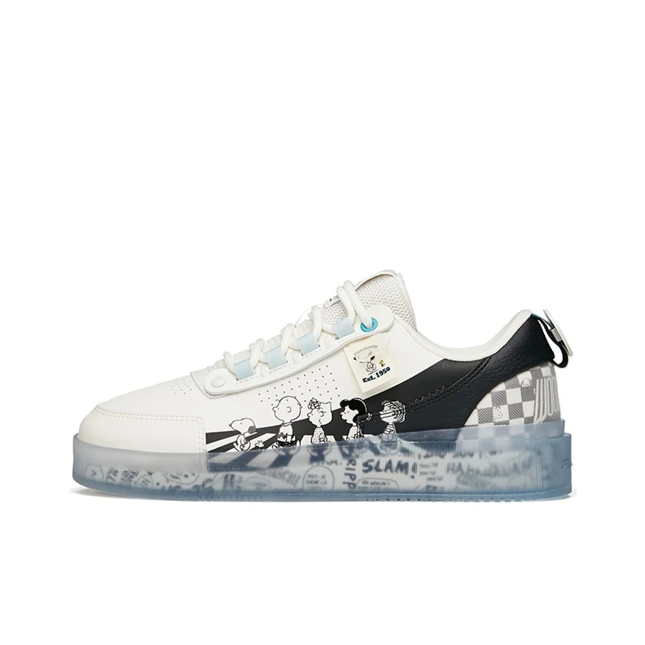 SNOOPY x Anta Abrasion Resistant Breathable Low top Skateboard Shoes Men's White 912148030-2