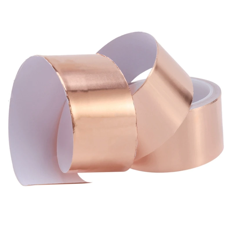 2Pcs 50Mmx10m EMI Copper Adhesive Copper Foil Copper Tape Self-Adhesive Tape Roll