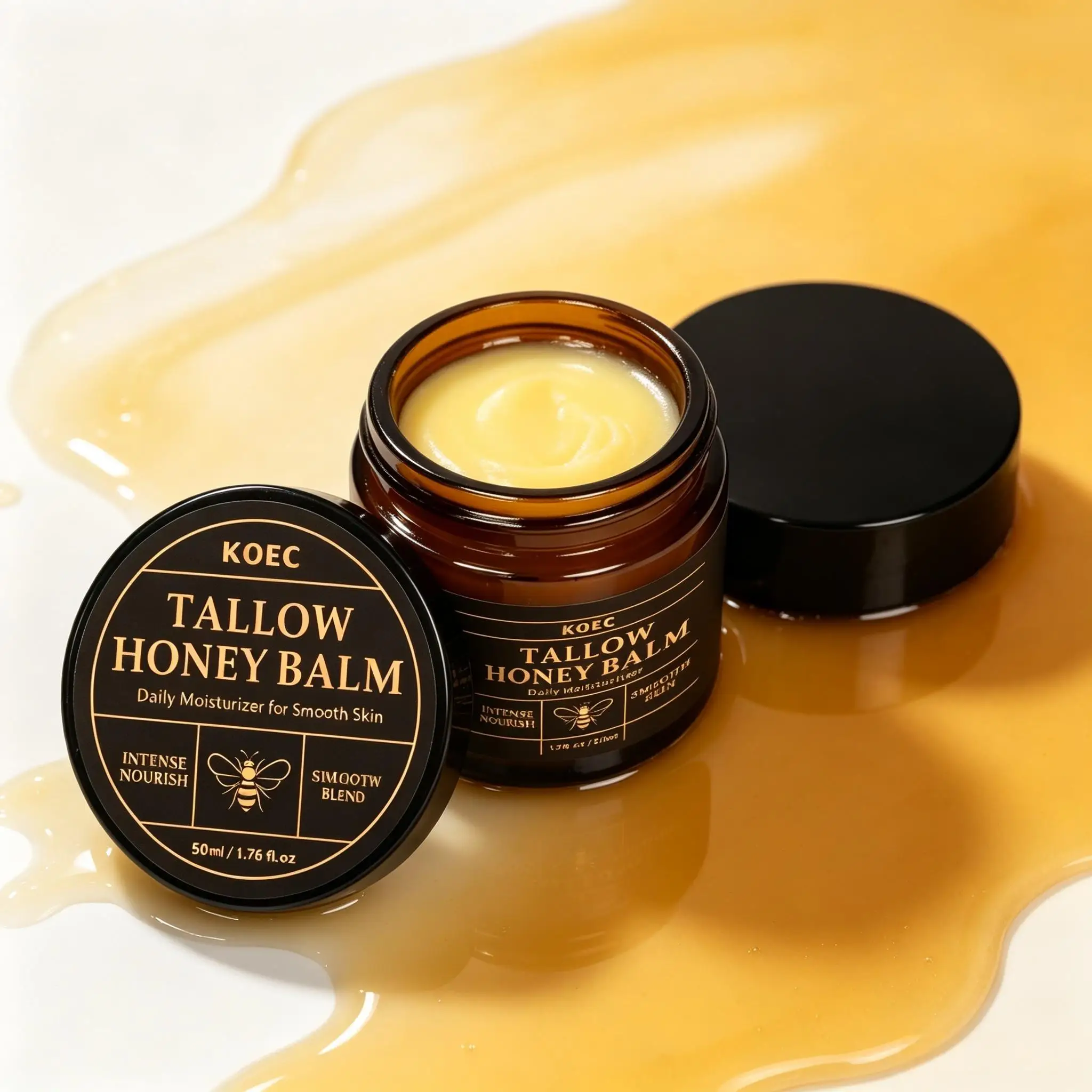 Organic Grass-Fed Beef Tallow & Raw Honey Balm - Moisturizing Cream For Soft, Smooth Skin, Handmade Moisturizer, 2 Oz Unscented, Women's Gift, Holiday Gift