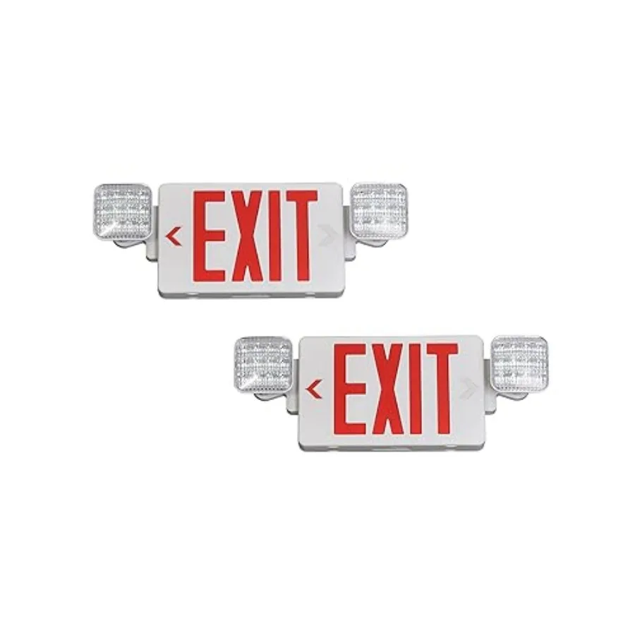 

Exit Sign with Emergency Lights Red, LED Emergency Exit Light with Battery Backup, UL 924 Certified, AC 120/277V, Commercial Em